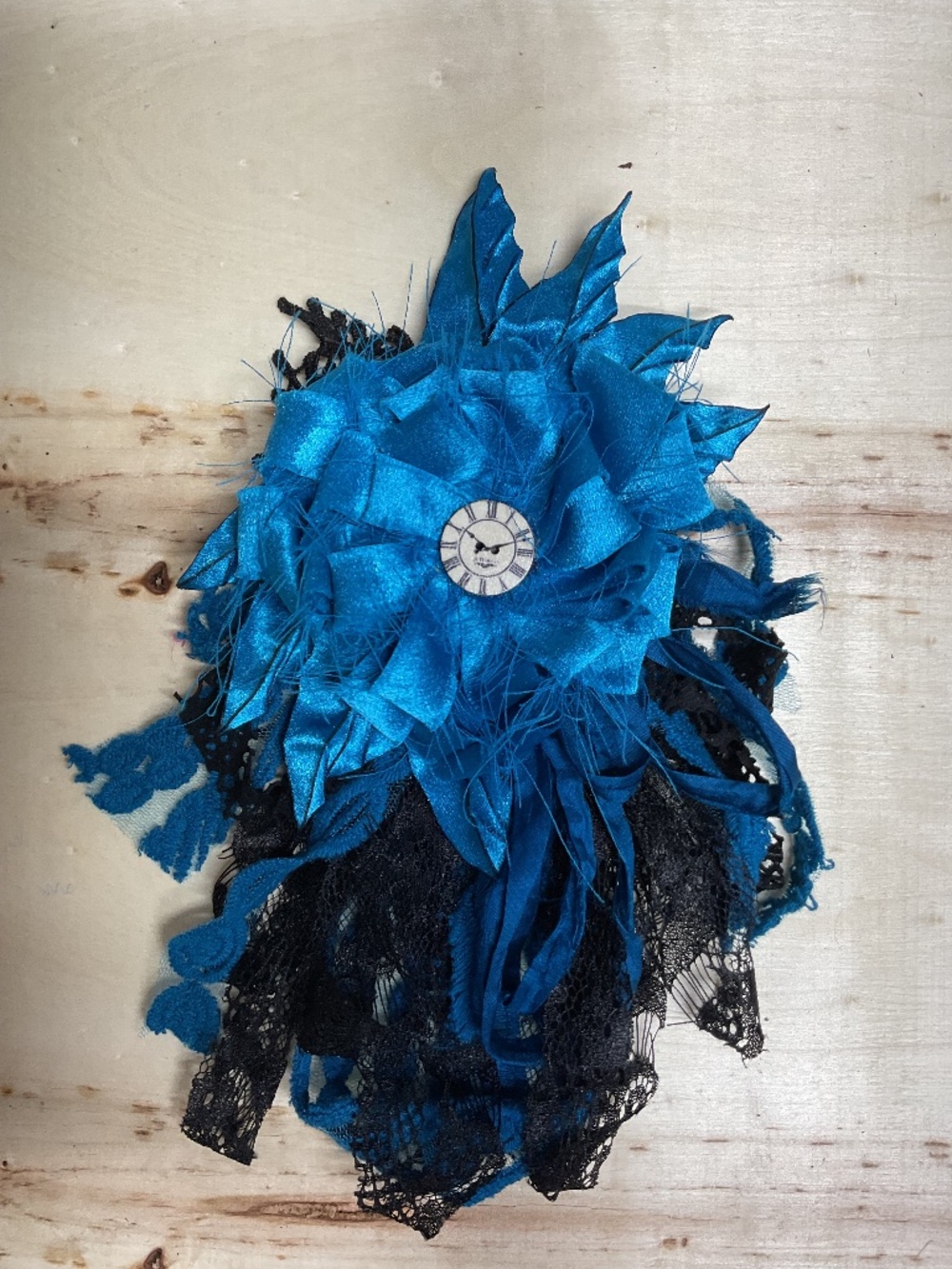 Corsage-Brooch-Frou Frou- Bow- upcycled flower pin